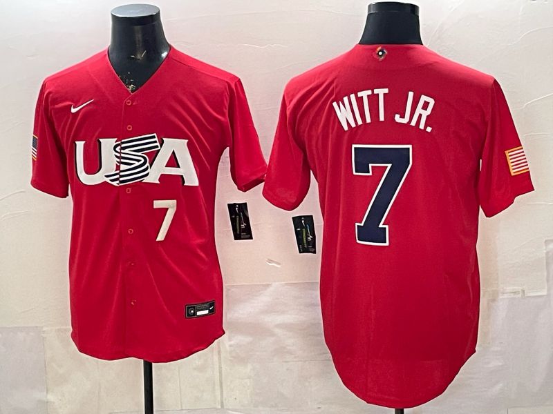 Men 2026 World Cub USA #7 Witt jr Red Nike MLB Jersey style 007->more jerseys->MLB Jersey
